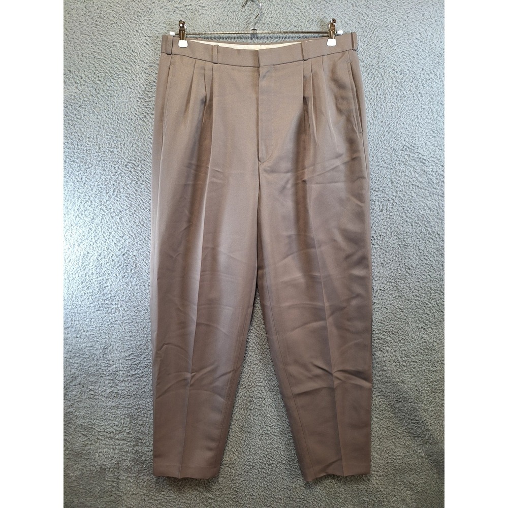 John Paul Dress Pants Mens 36 (W36xL33) Beige Pleated Classic Office Wear Slacks